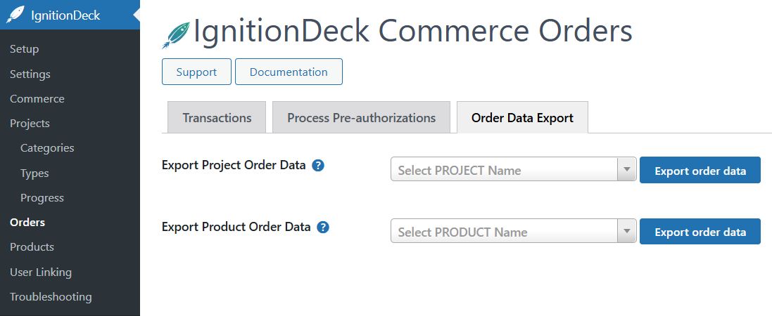 Export transactions by individual reward or the entire project