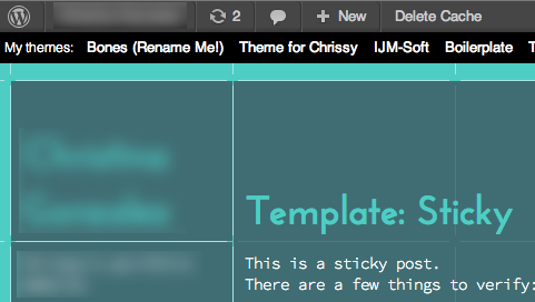 The black bar just below the wp admin bar is the theme switcher. This screenshot is taken from my development site which is why the themes and posts have funky content.