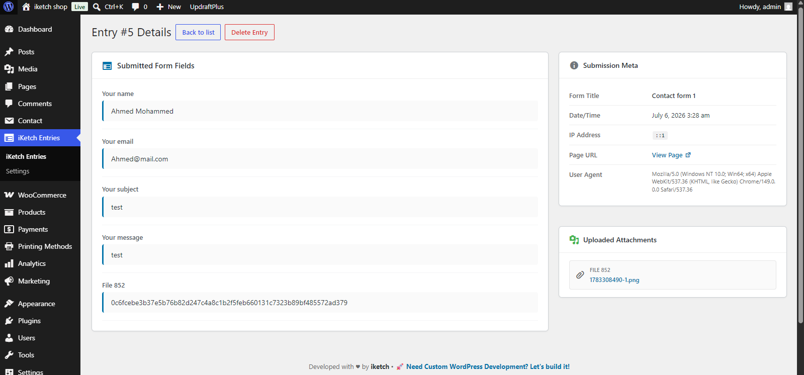 Plugin settings page.