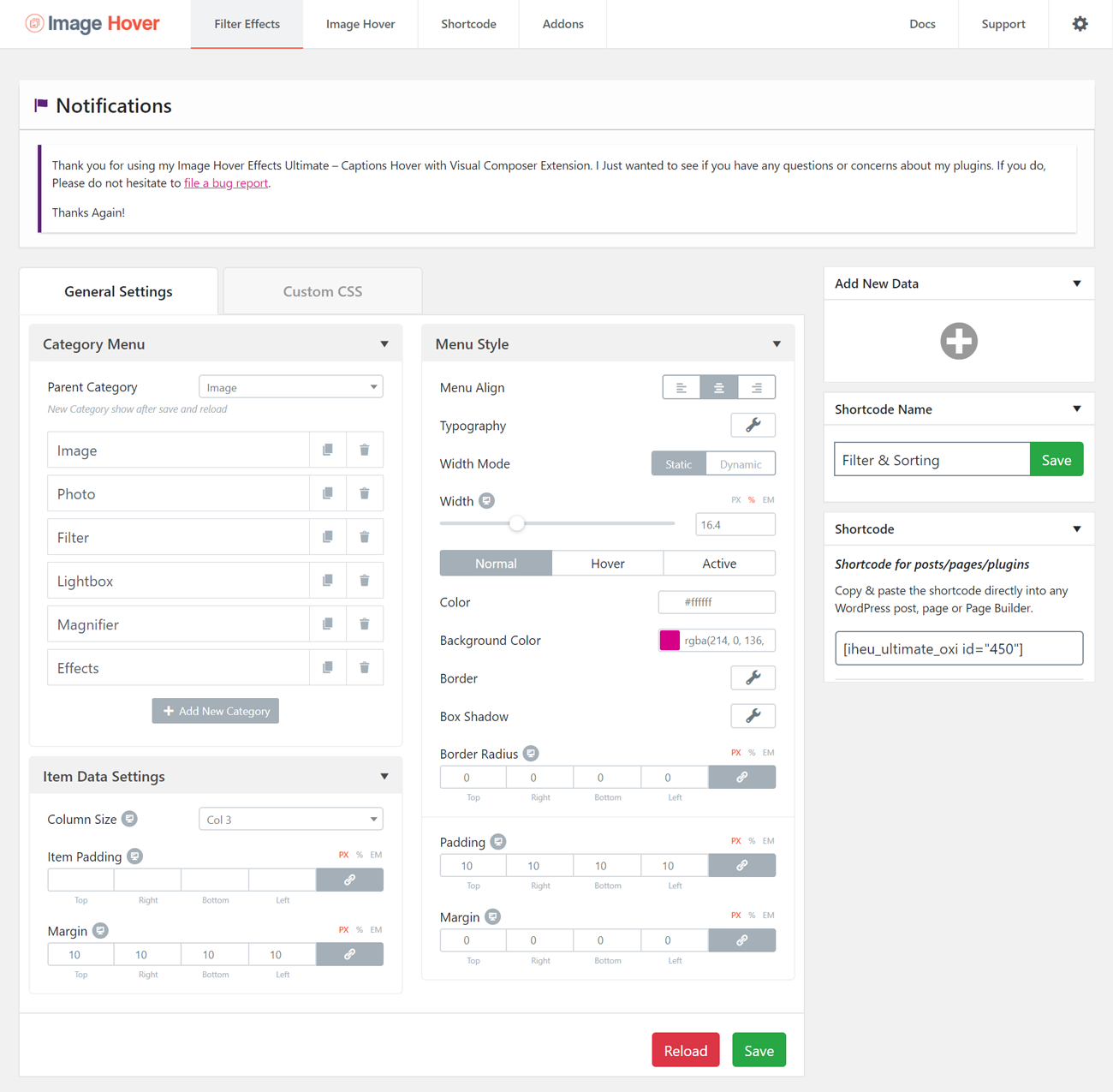 Filter or Sorting or Slider Extension with Image Hover.