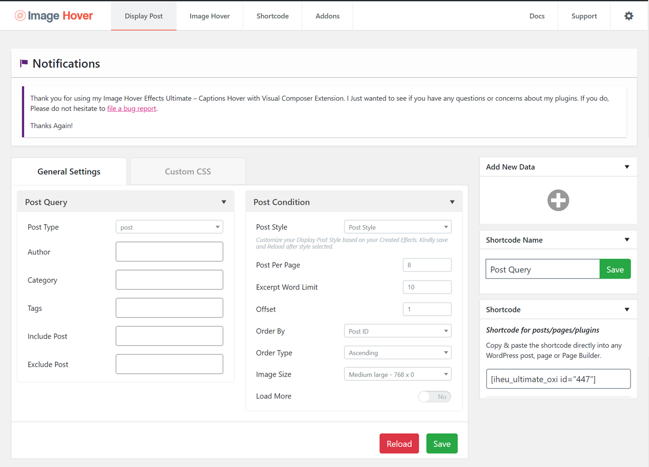 WP Post Extension with Image Hover.