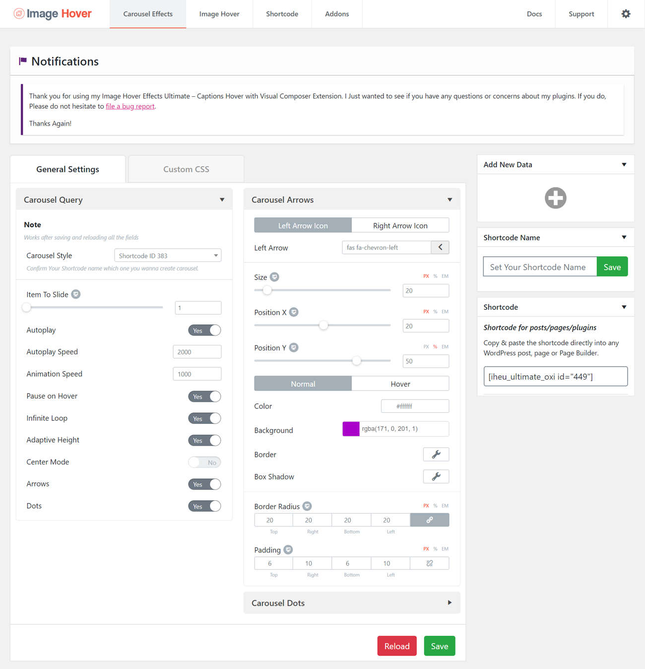 Carousel or Slider Extension with Image Hover.