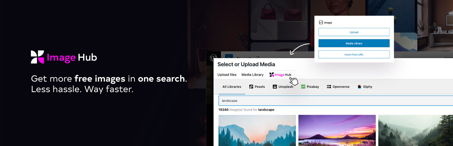 Image Hub – Free Images from Unsplash, Pixabay, Pexels, Openverse & Giphy