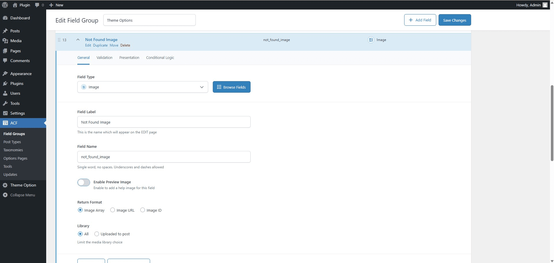 Enable Preview Image Option - In the ACF field settings, enable the "Preview Help Image" option to allow image-based assistance.