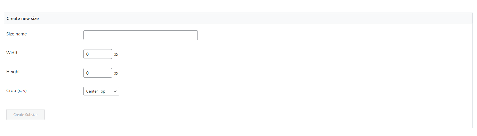 Image Sizes Controller, Create Custom Image Sizes, Disable Image Sizes - Screenshot 1