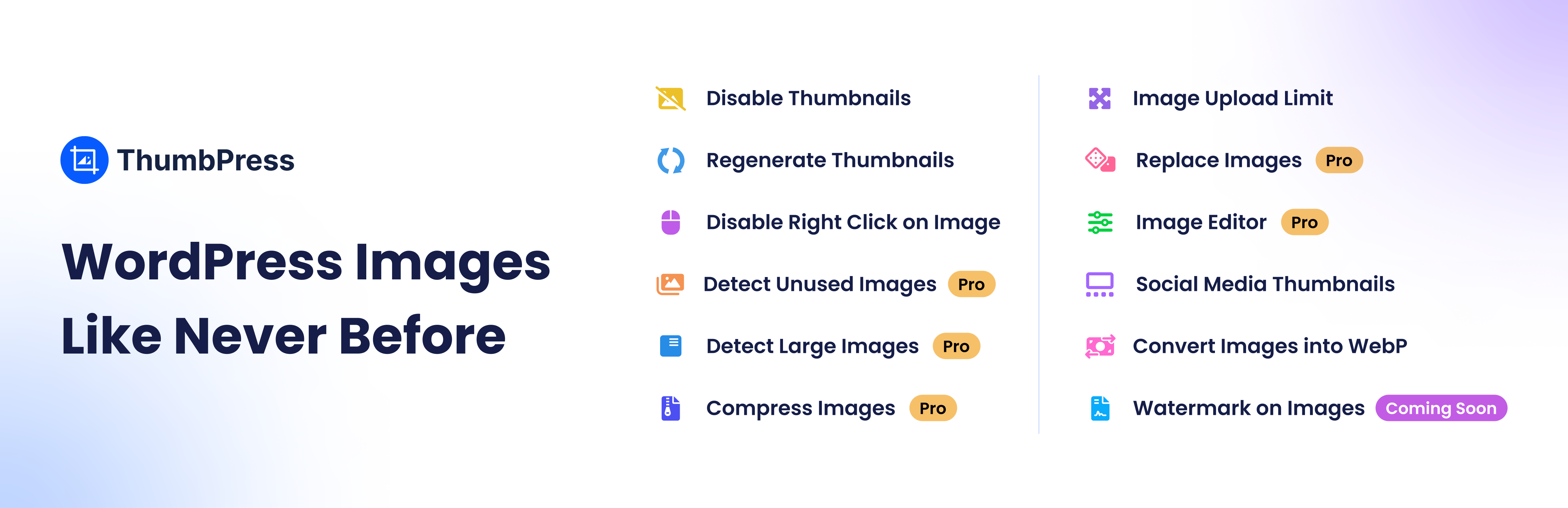 ThumbPress – Disable Thumbnails, Regenerate Thumbnails, Optimize Images, Convert to WebP, Disable Right Click, Compress Images, Image Editor & More