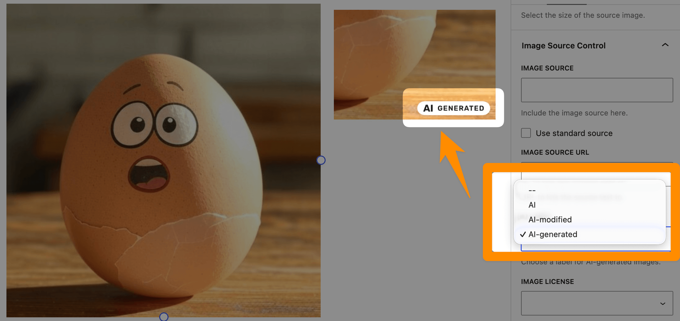 Mark AI-generated images with a label that indicates the image was created by artificial intelligence