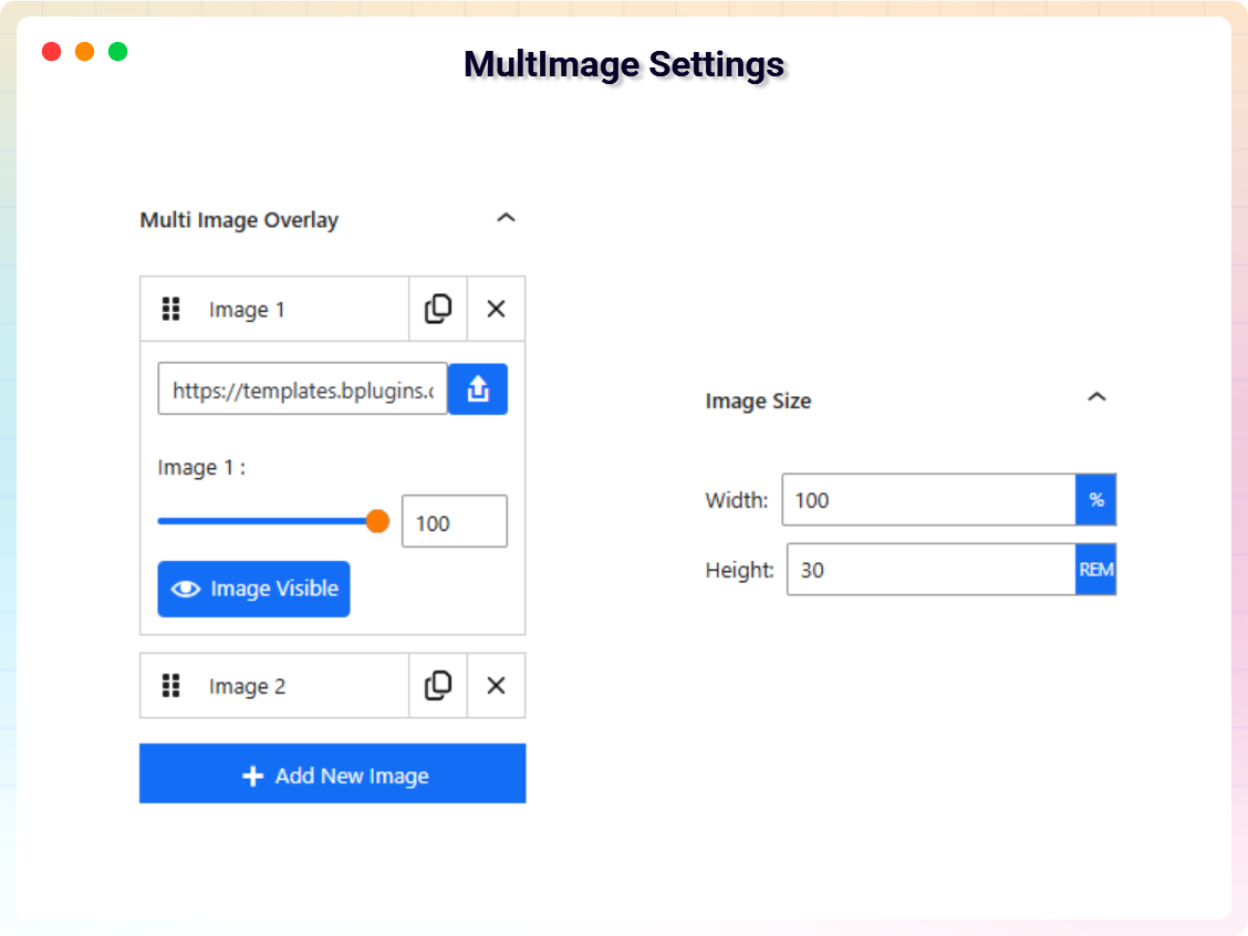 MultImage Overlay Settings