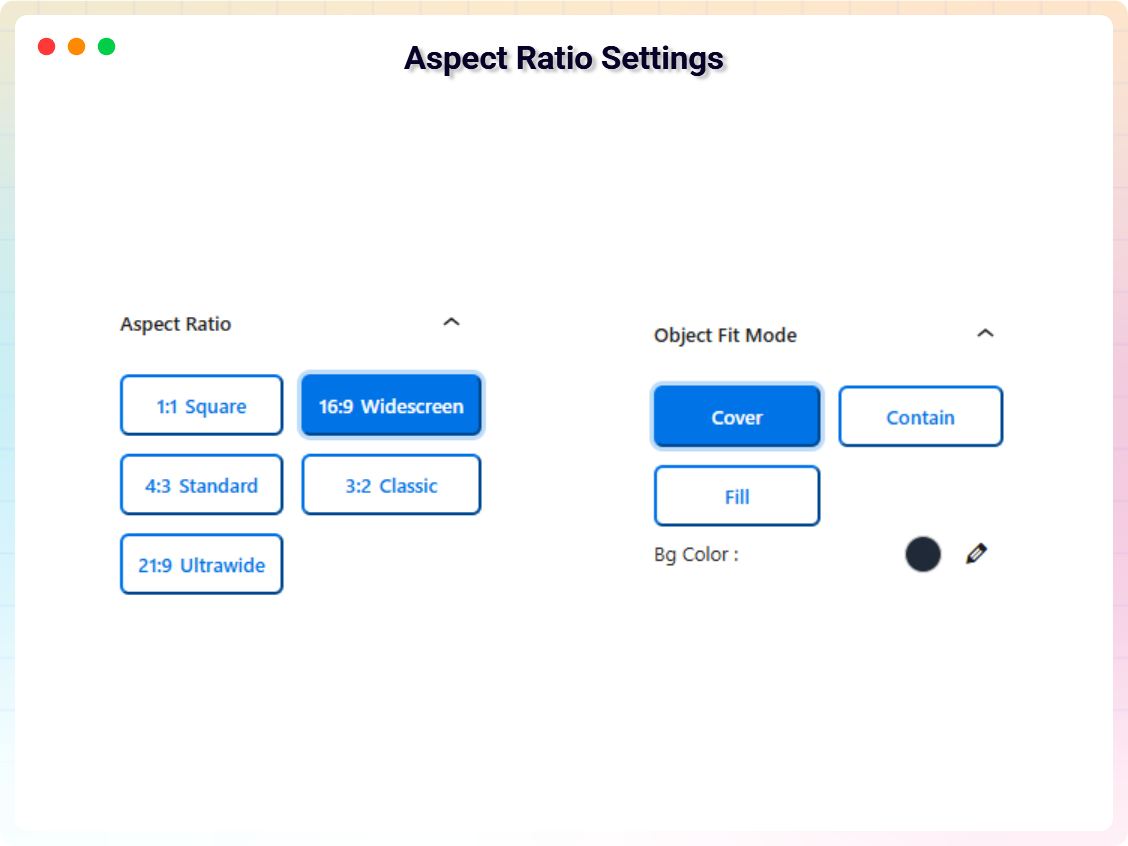 Aspect Ratio Settings
