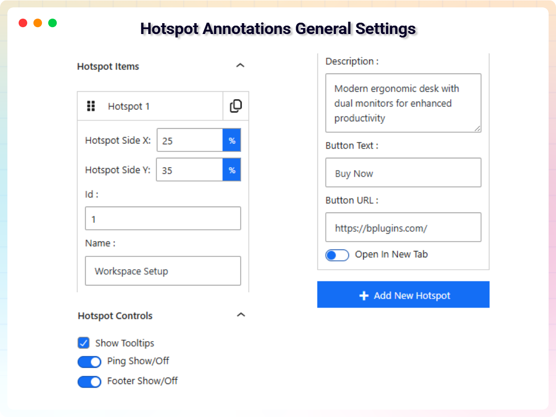 Hotspot Annotations General Settings