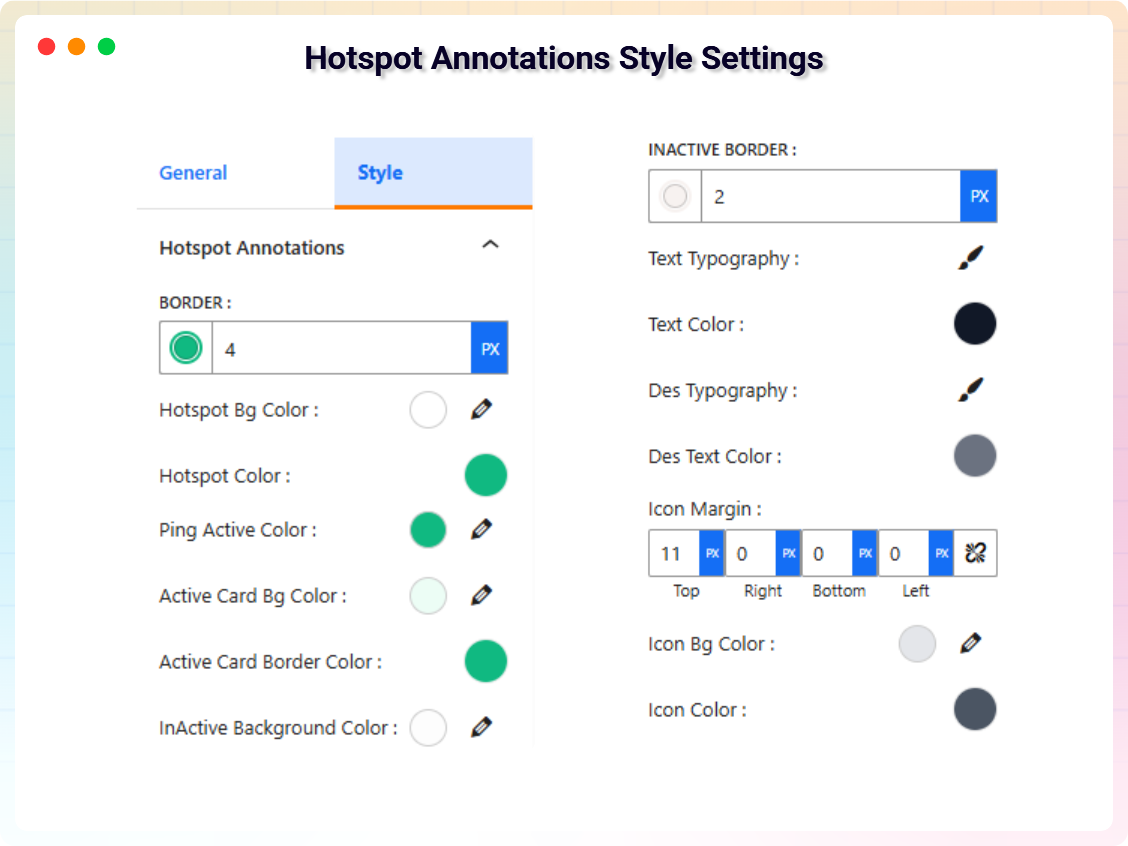 Hotspot Annotations Style Settings