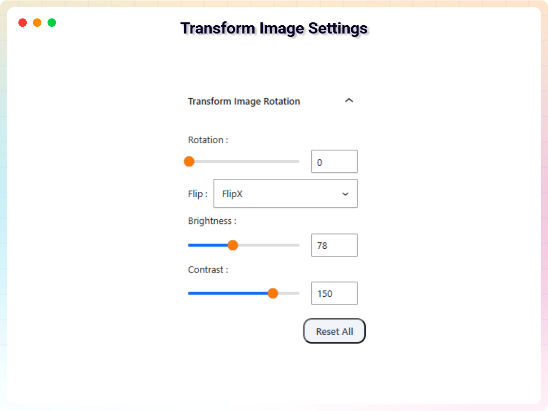 Transform Image Settings