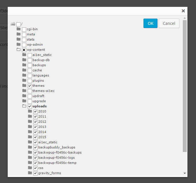 Select folder to include/exclude from optimization process