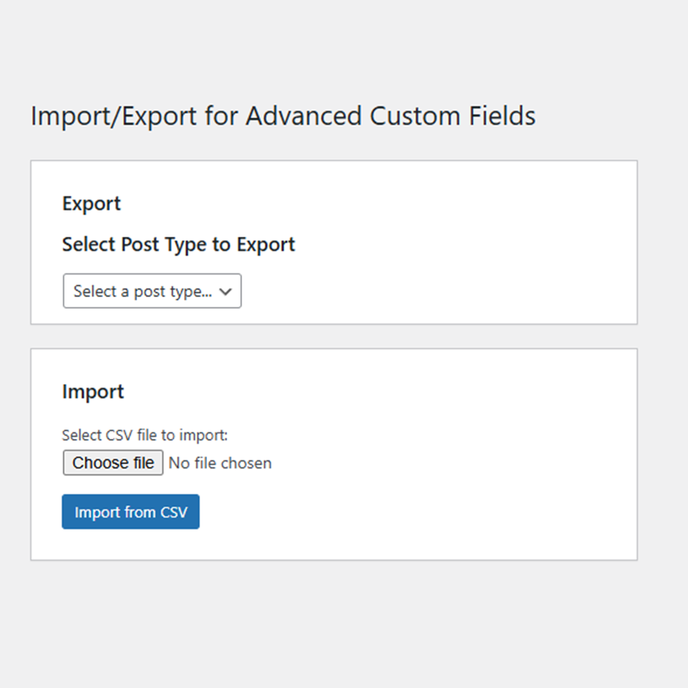 Main import/export interface