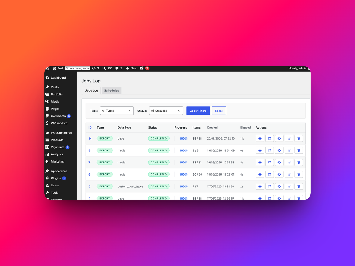 Jobs log