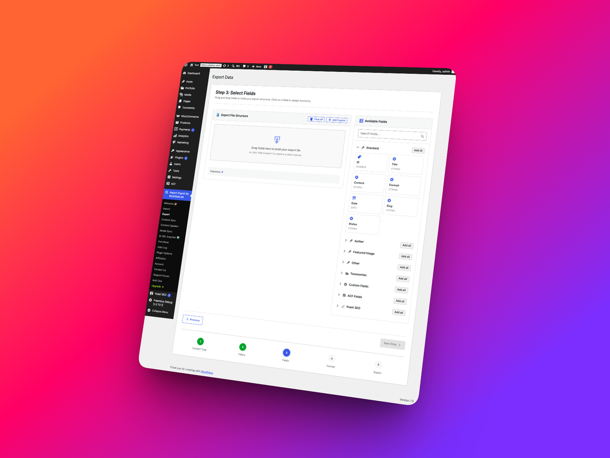 Select fields to export