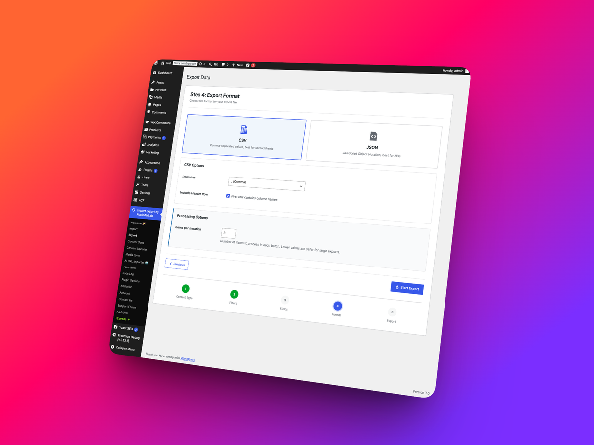 Additional export options