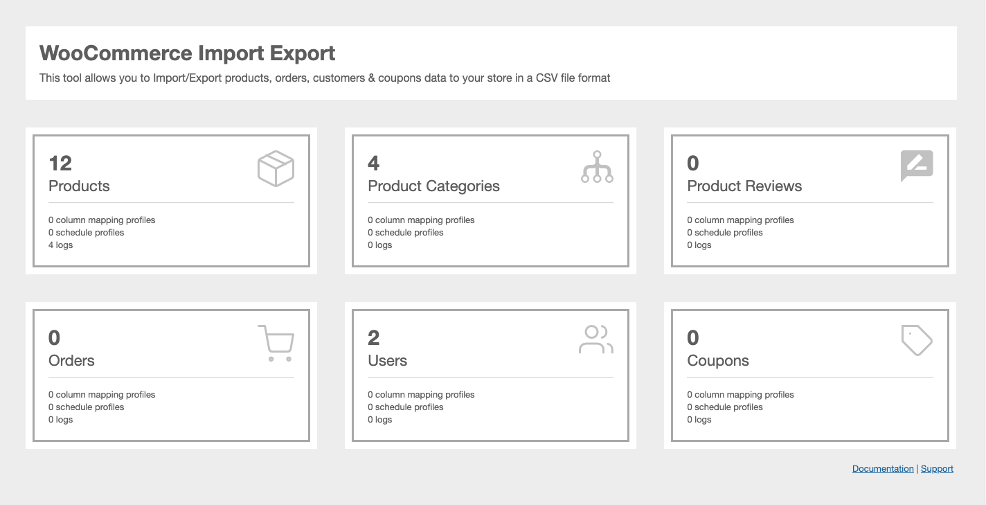 Dashboard screen of the plugin