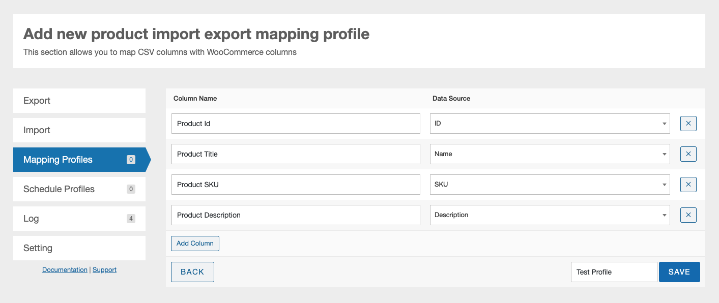 Column Mapping profile