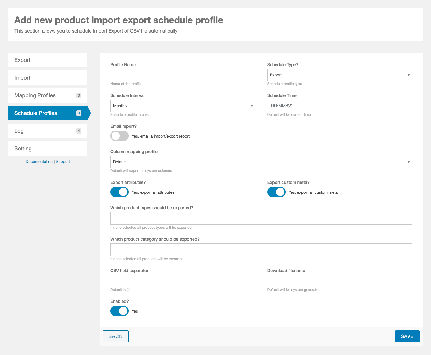 Scheduling profile