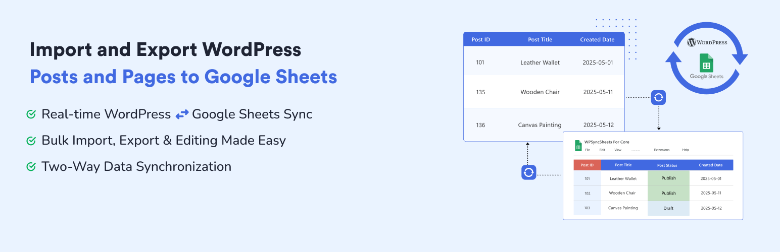 WPSyncSheets For Core – Import Export Posts and Pages