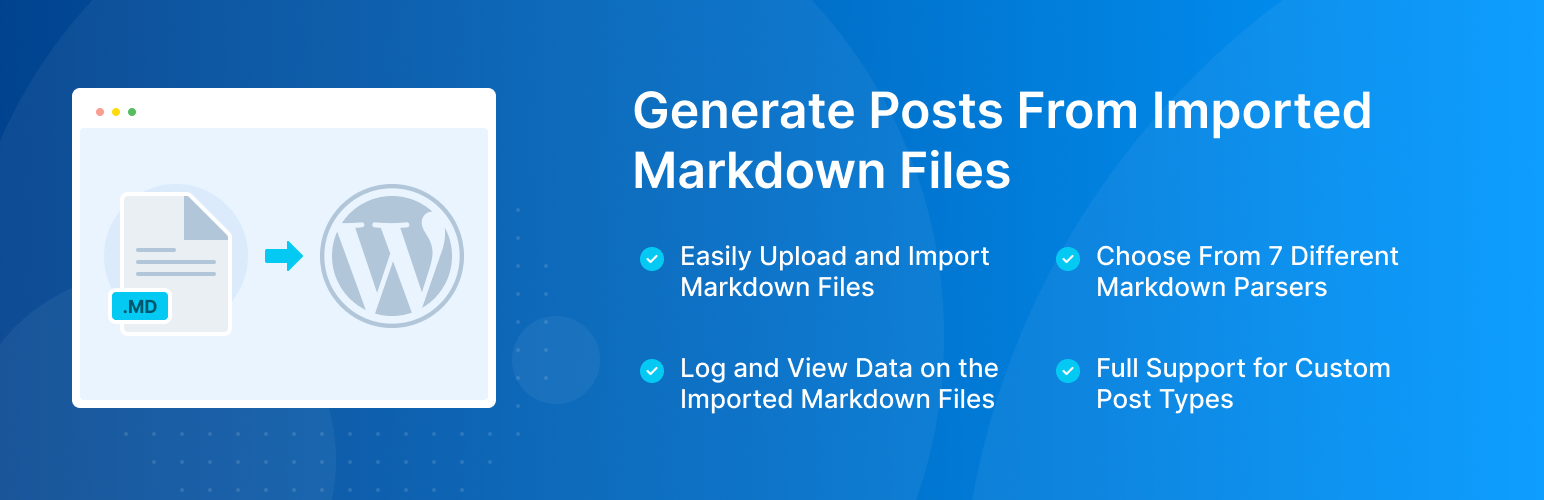 WordPress 外掛 Import Markdown – Versatile Markdown Importer 的封面圖片。