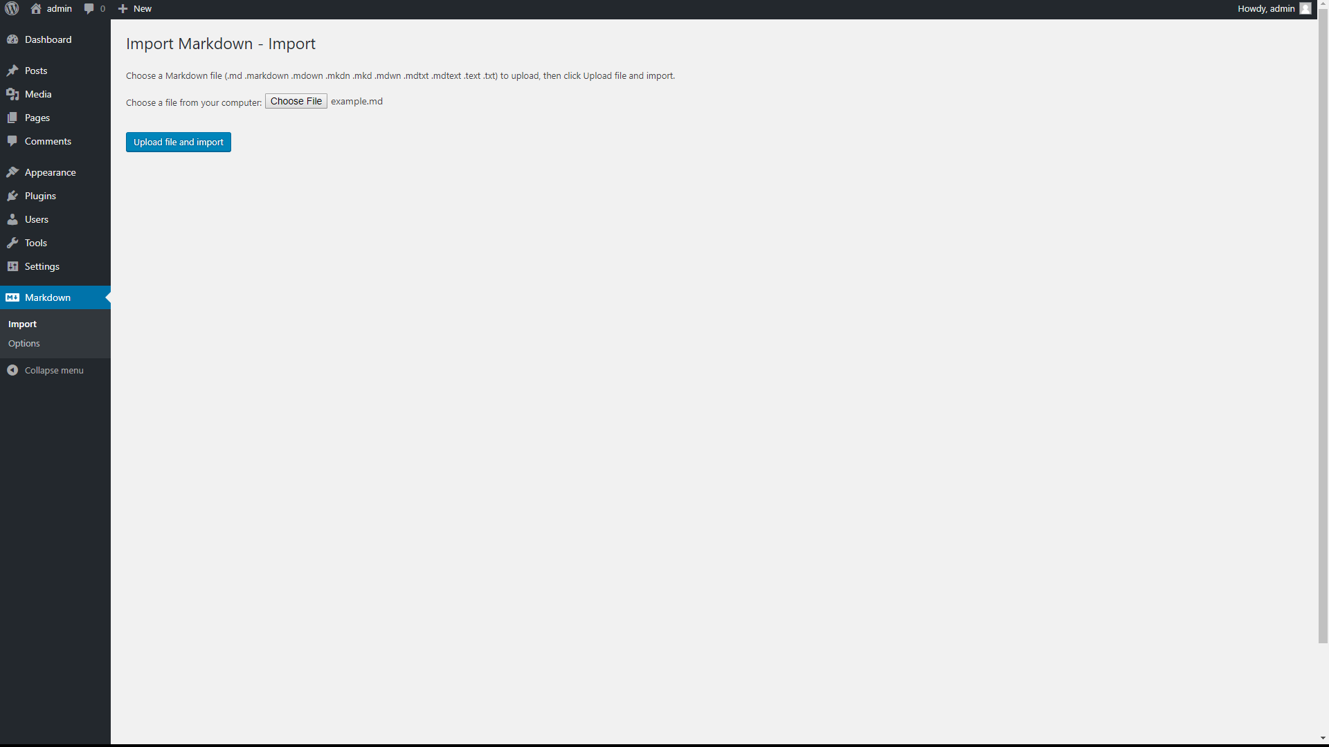 Import Menu
