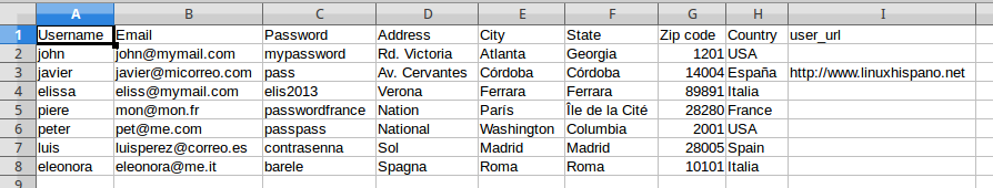 CSV file structure