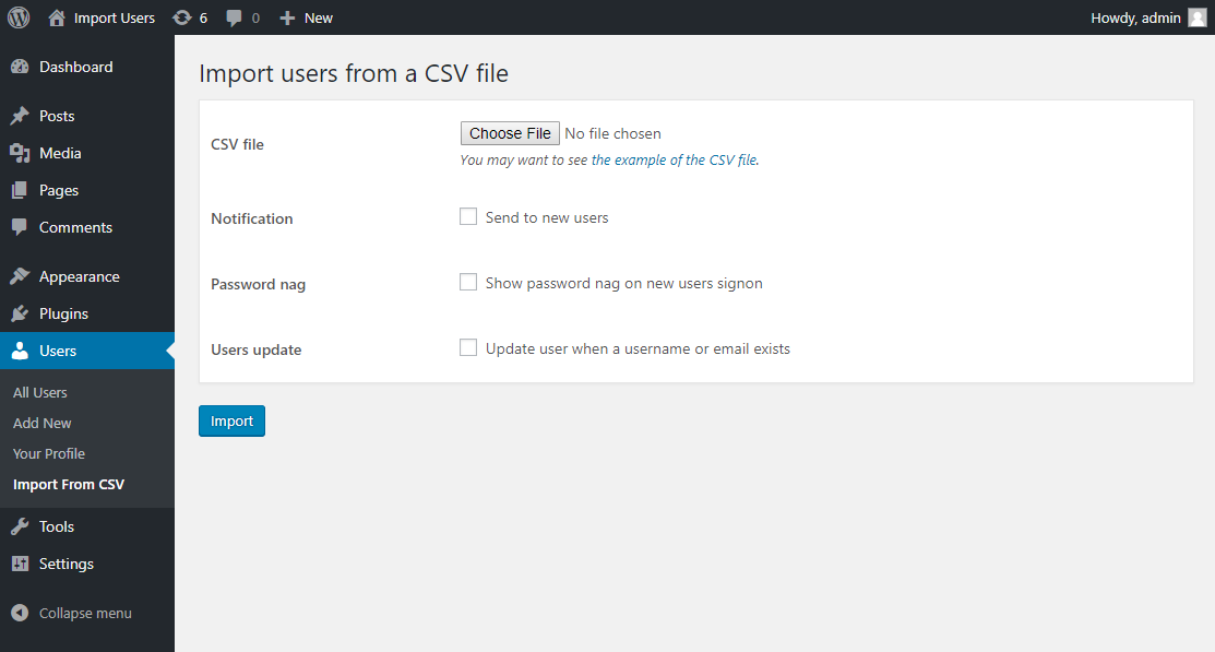 Import Users from CSV