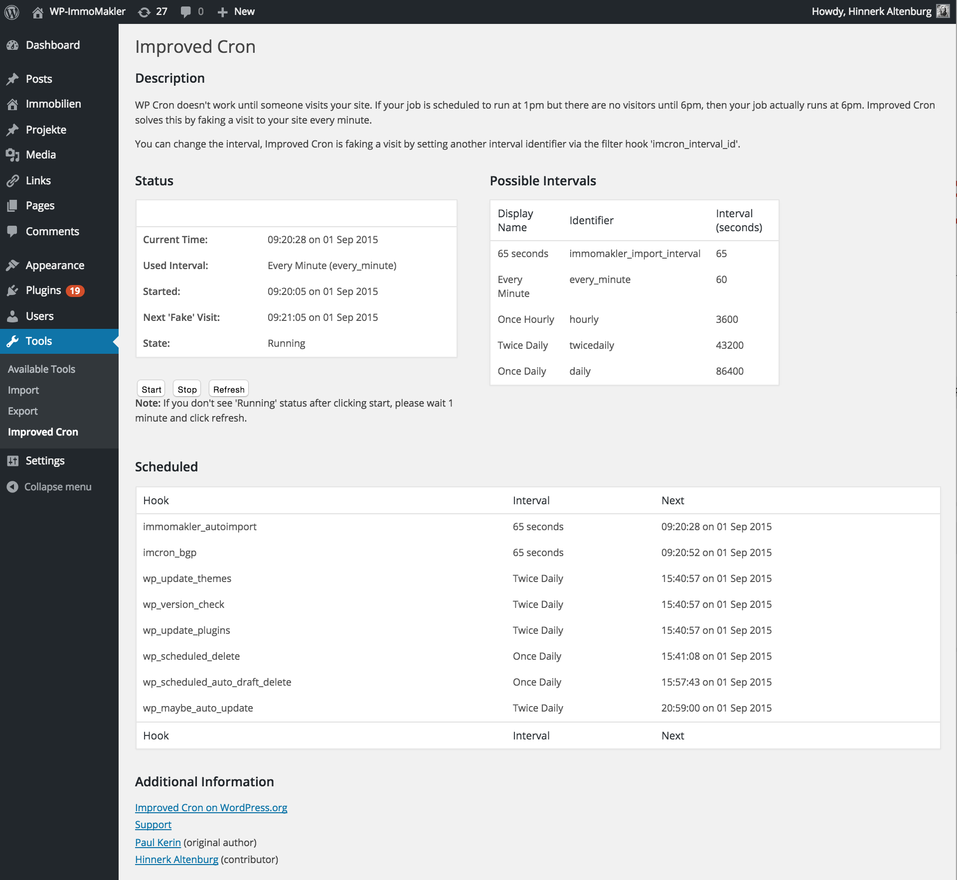 Interface of Improved Cron