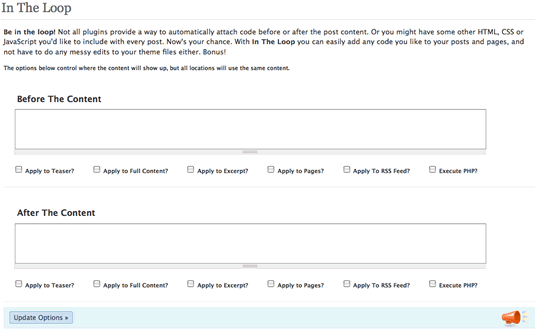 In The Loop options screen