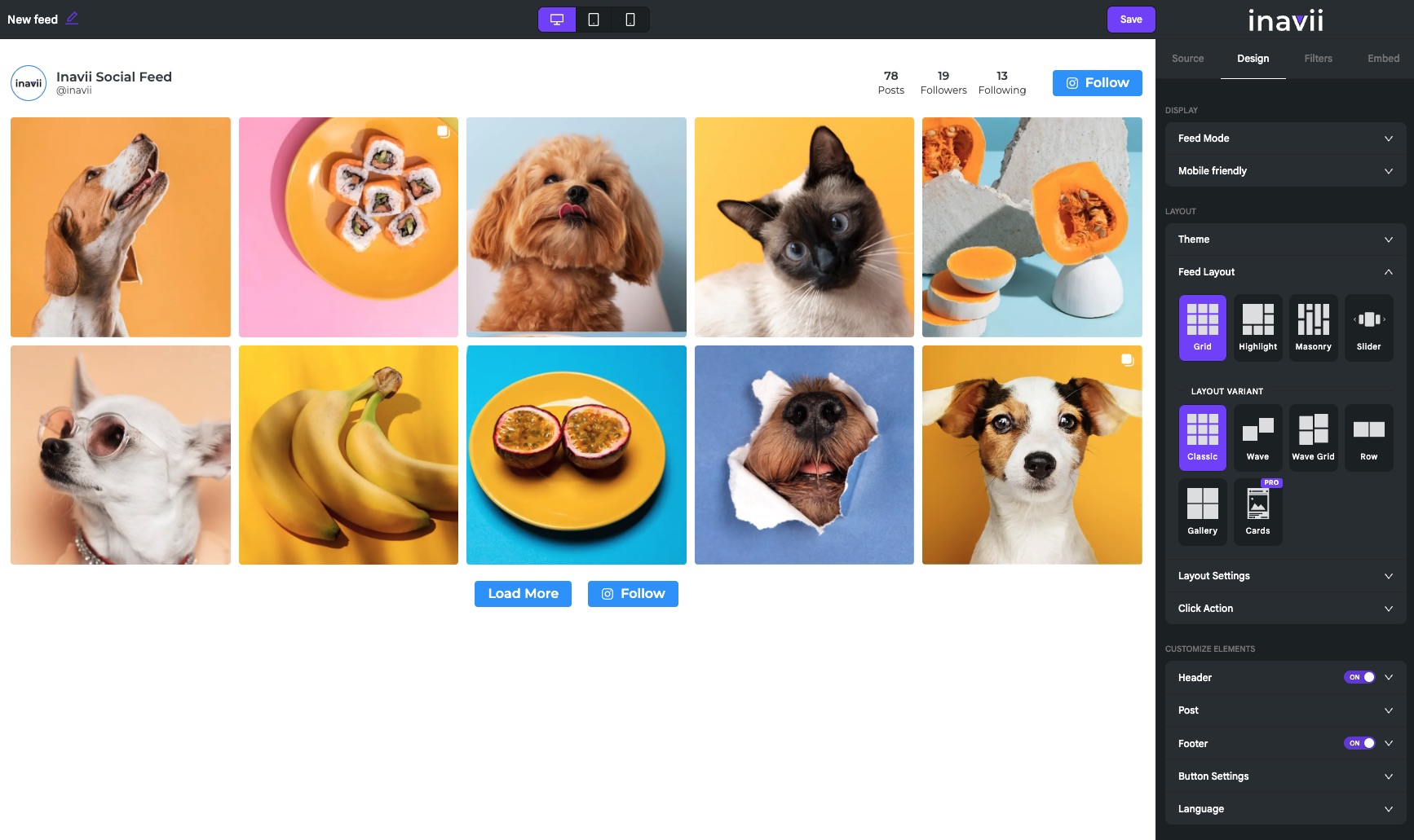 Inavii for Elementor Social Feed