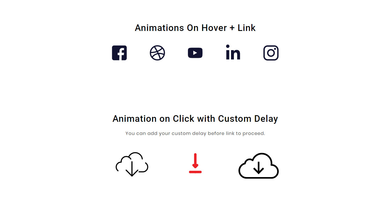 Animation on Hover and Click with Link