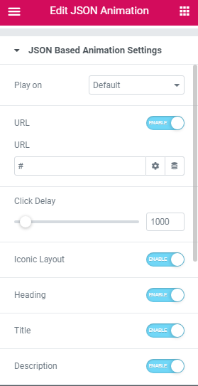 JSON Animation Iconic Layout options