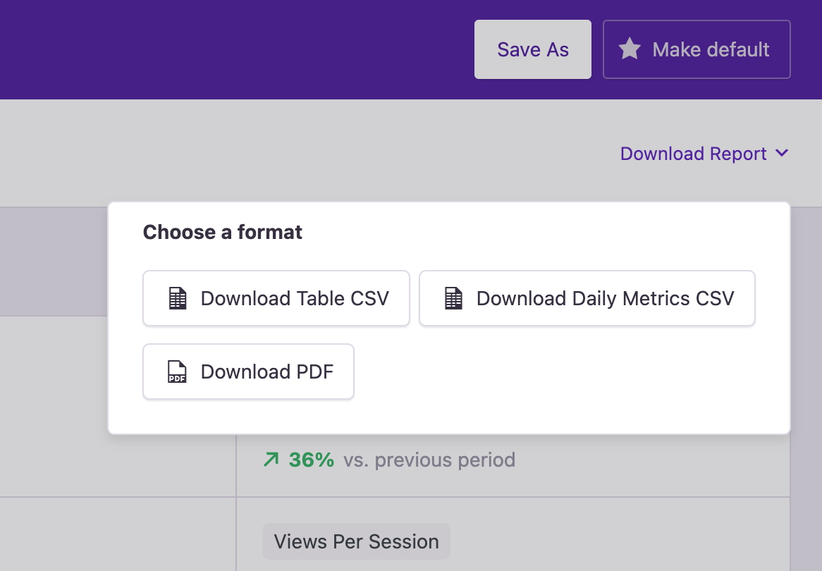 Export any report to PDF or CSV in one click