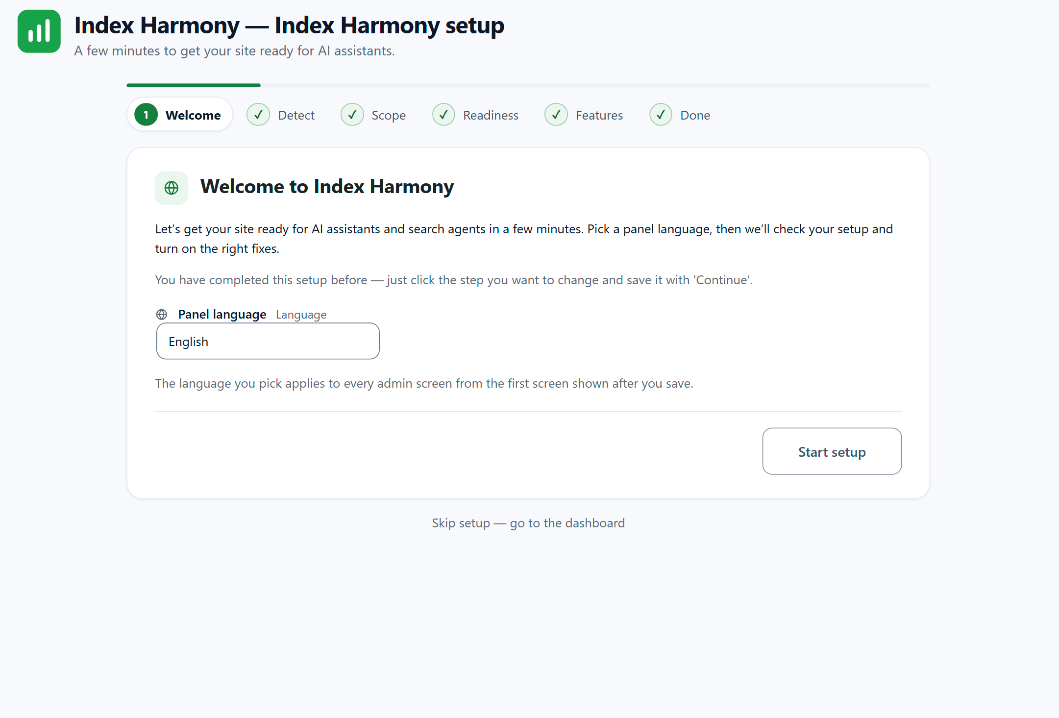 Setup wizard (17 languages)