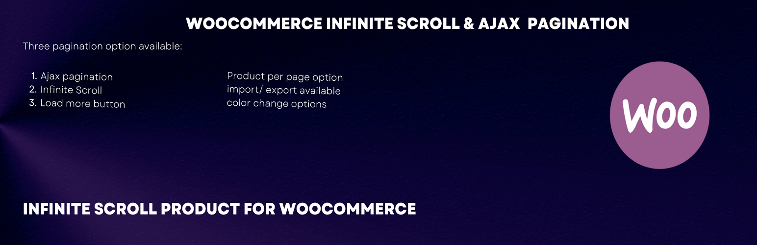 WordPress 外掛 Infinite Scroll Product For WooCommerce 的封面圖片。