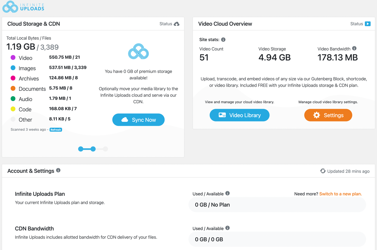 Shows a complete media library report for analyzing storage.