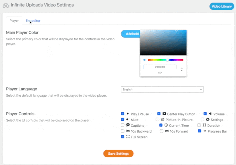 Video cloud settings.