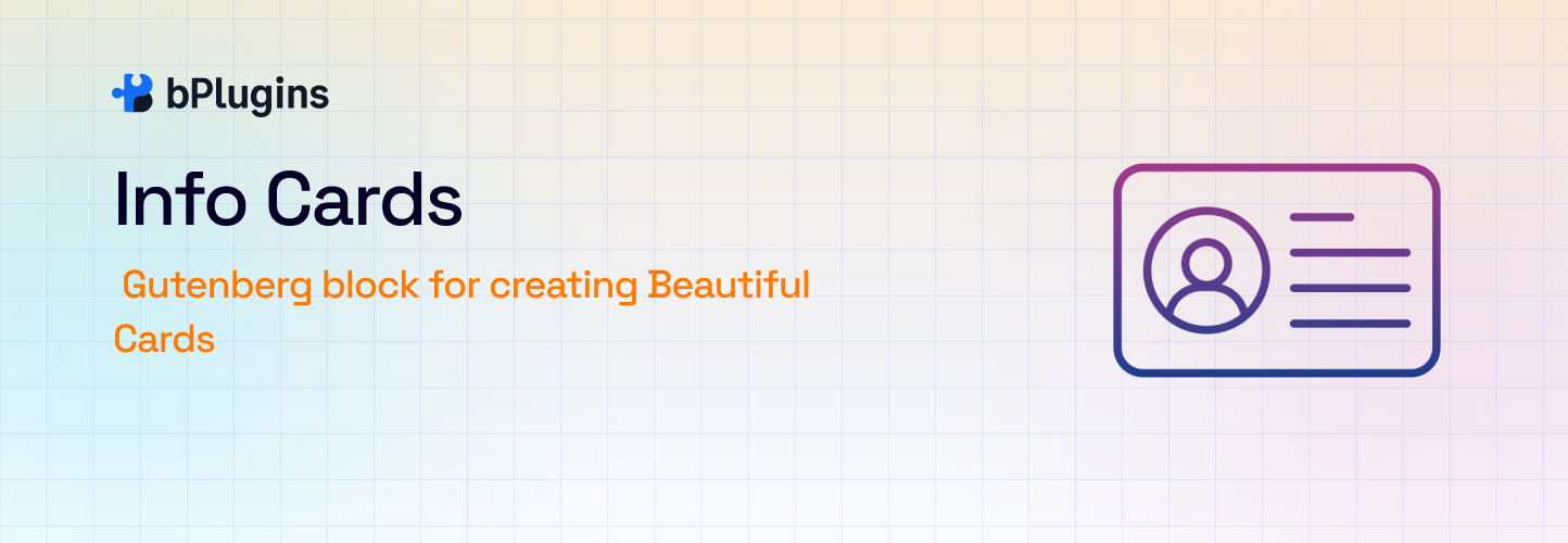 WordPress 外掛 Info Cards – Gutenberg block for creating Beautiful Cards 的封面圖片。