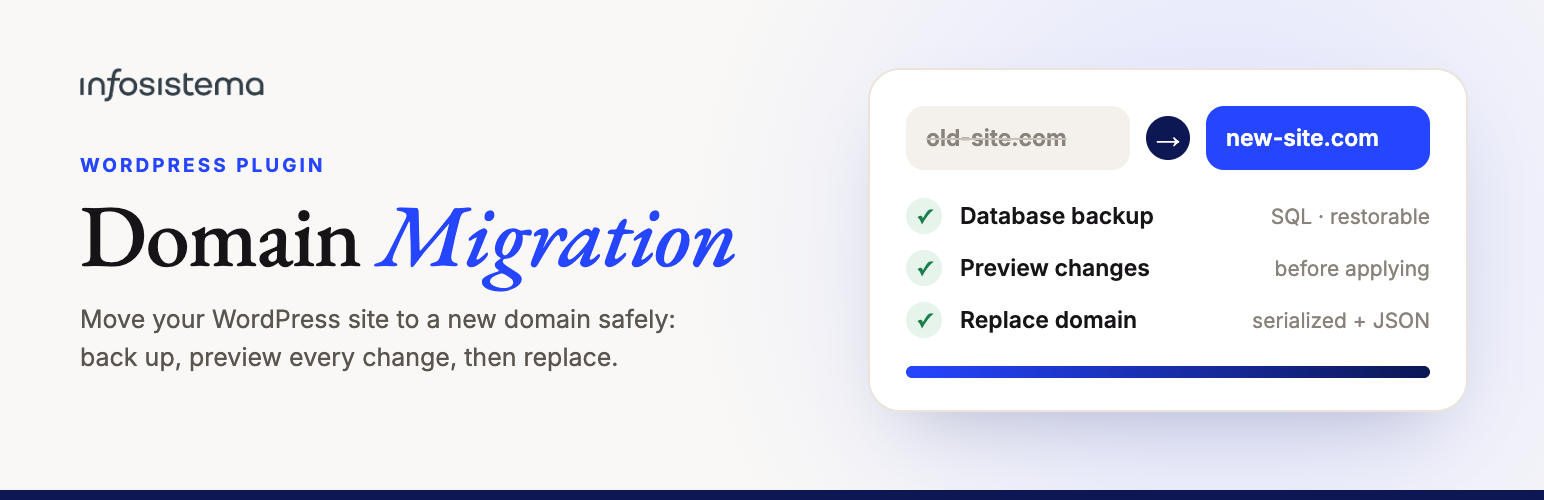 WordPress 外掛 Infosistema Domain Migration 的封面圖片
