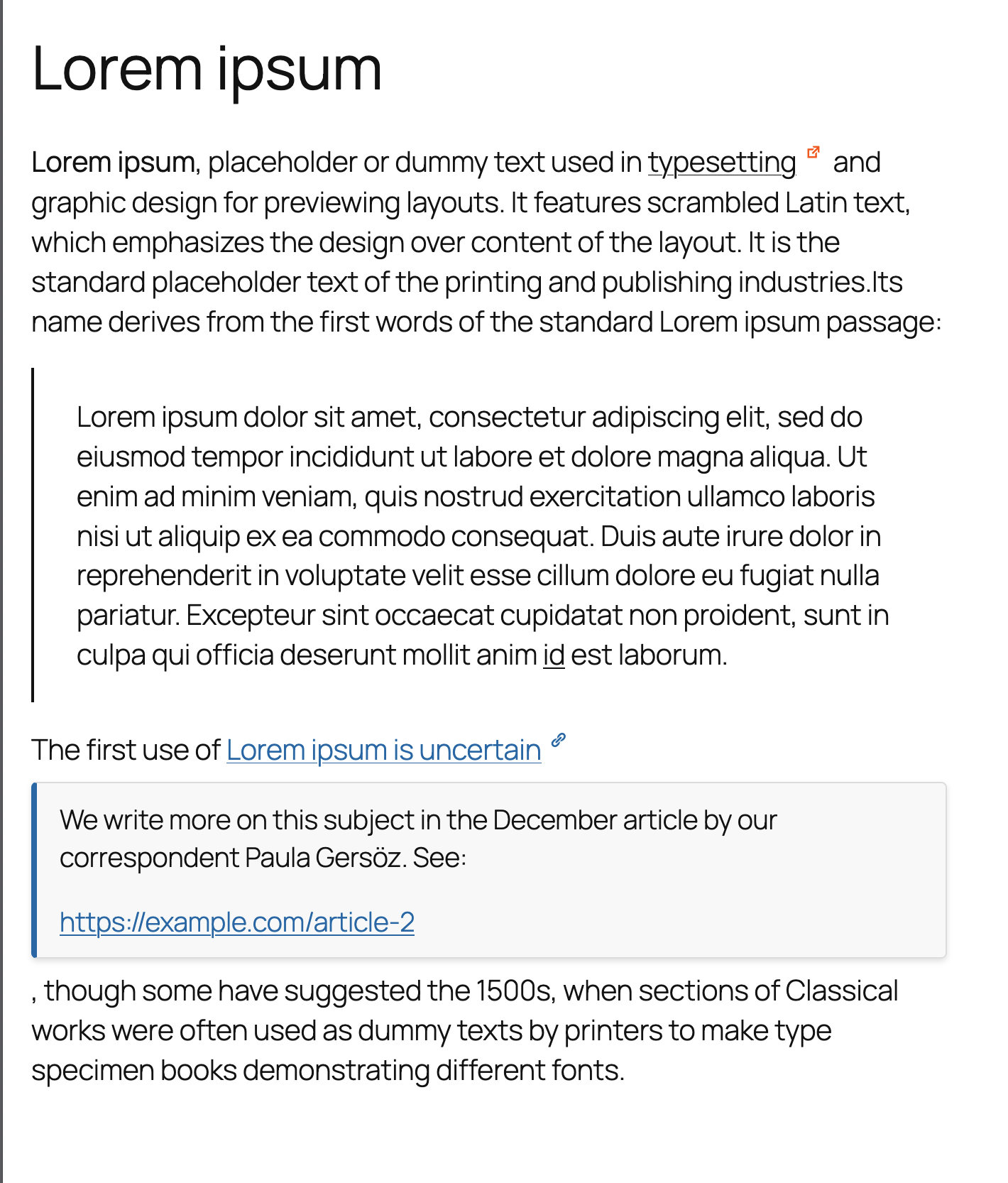 Inline context note on the frontend (default expanded mode)
