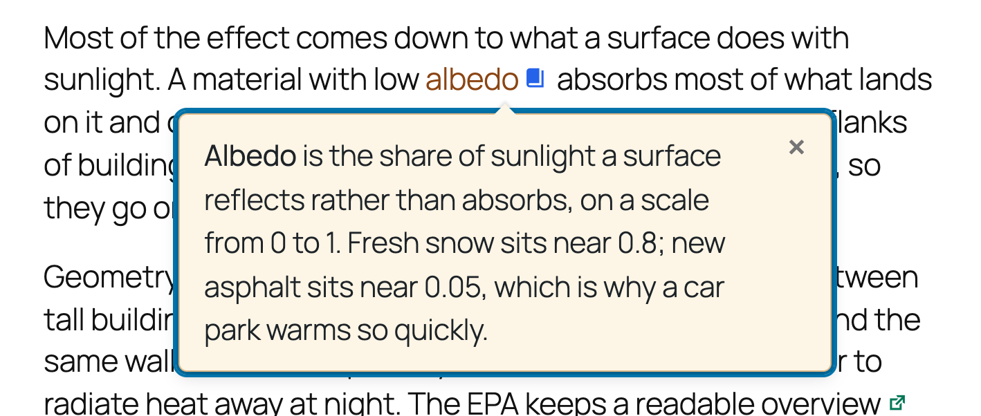 Underlined link style shown as a tooltip.