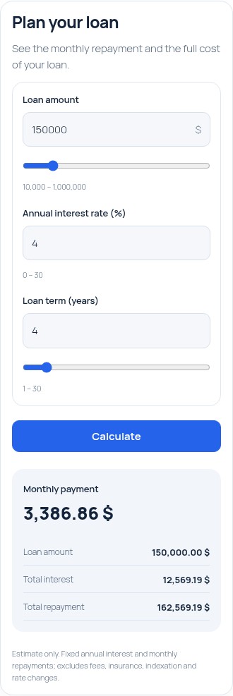 A responsive calculator on mobile.