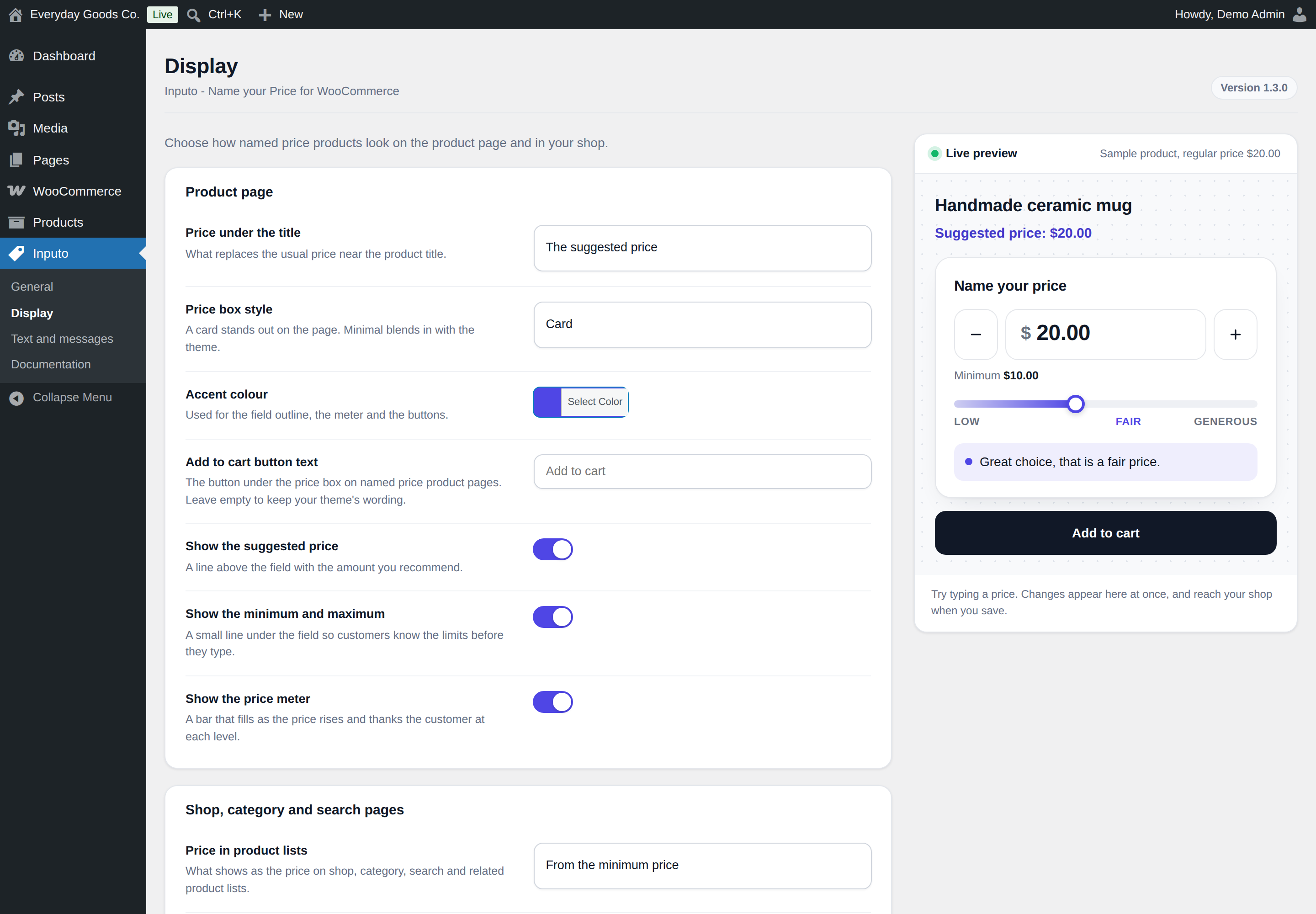 The style, accent colour and show options change the preview at once.