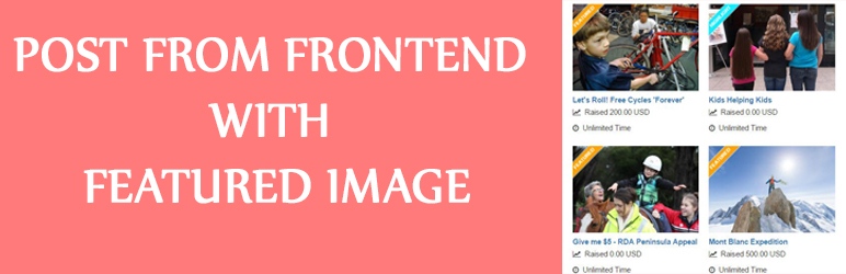 Insert post from front-end with featured image