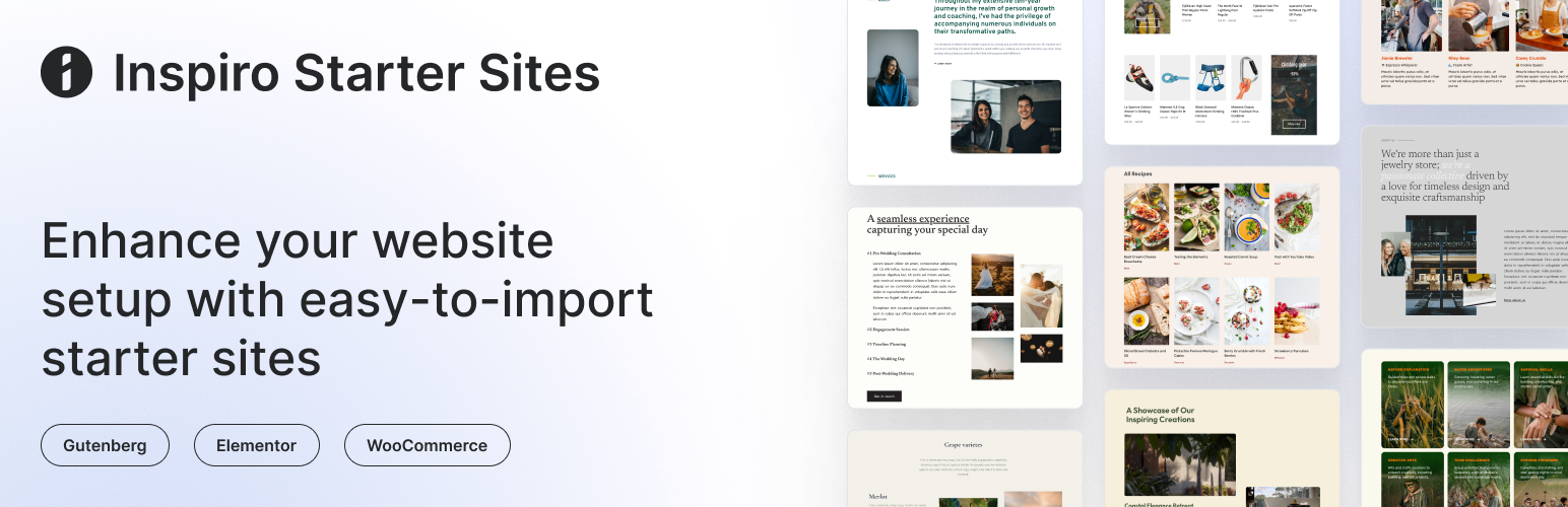 WordPress 外掛 Inspiro Starter Sites 的封面圖片。