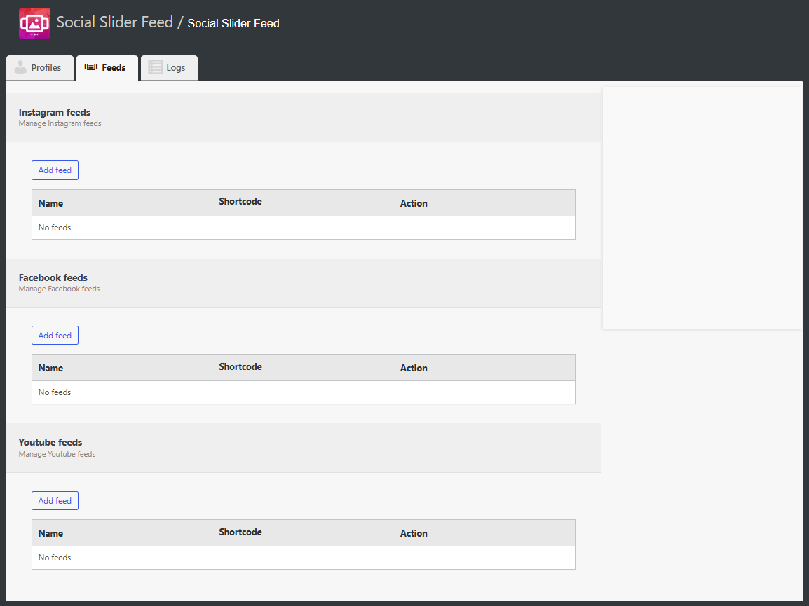 List of social feeds