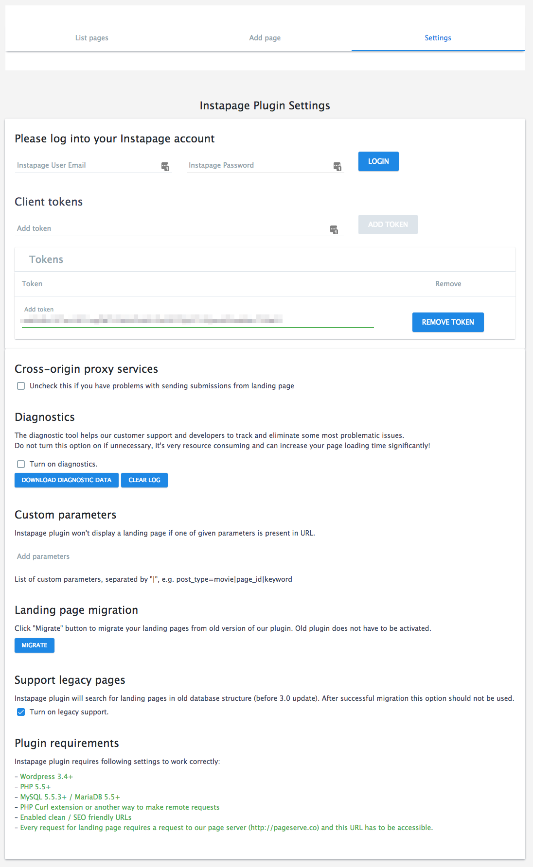 Plugin's settings.