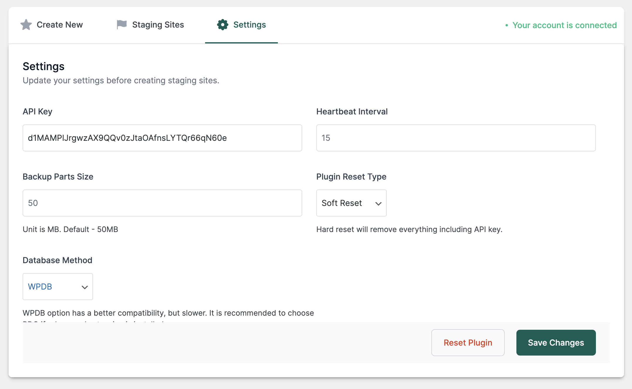 Update API Key and Settings.